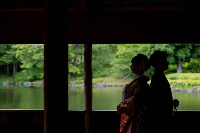 あずまやでの撮影