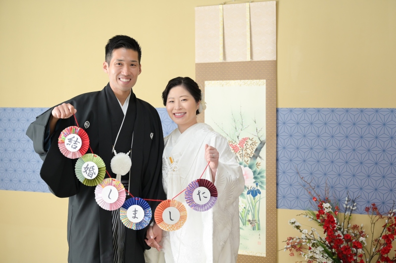 スタジオで白無垢での撮影