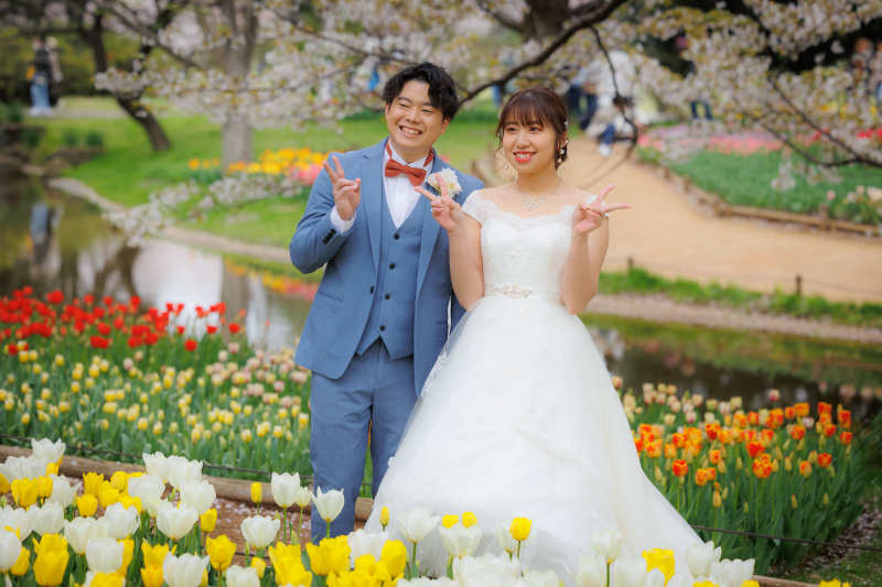 洋装でロケーション撮影