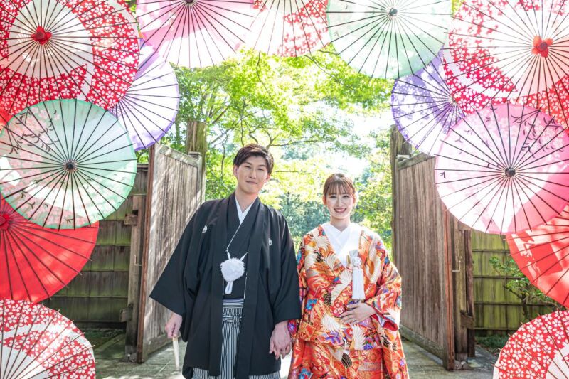 秋しか展示していない和傘と和装フォト♡