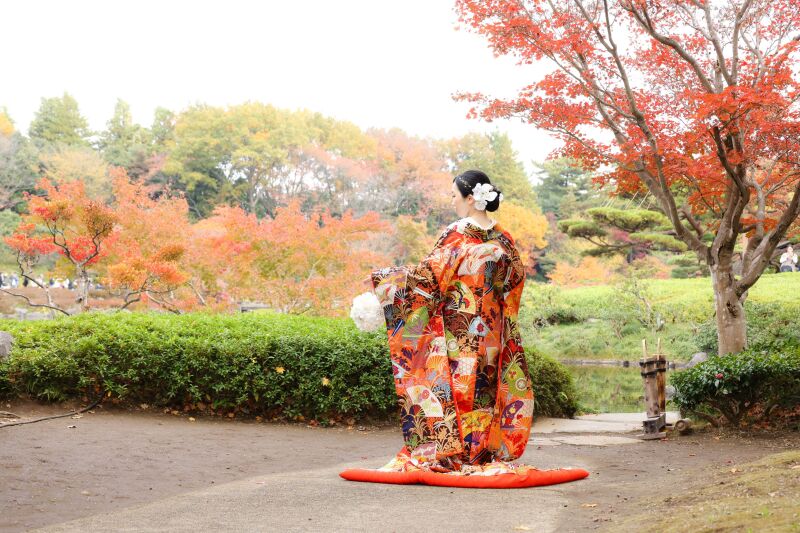 暖色系のお着物とおソロ♡