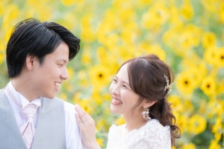 夏のひまわりと涼しいスタジオで撮影♪