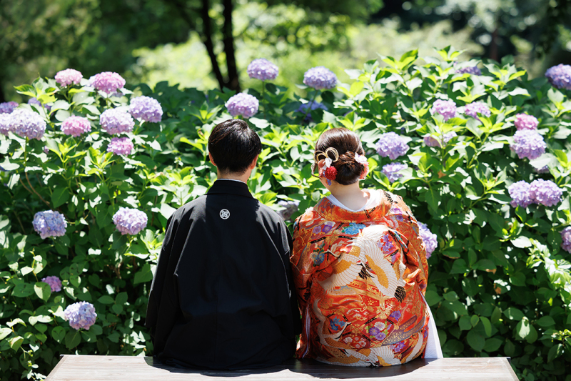 6/30迄の撮影【紫陽花キャンペーン】和洋弐点◇和装 日本庭園+紫陽花／洋装 スタジオ123,000円♡210枚たっぷり納品