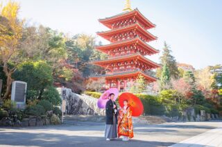 【11/26～12/12迄の平日限定】高幡不動尊の紅葉✨和装壱点プラン　和装１着／130枚／スタジオ正座ショット付き‼️