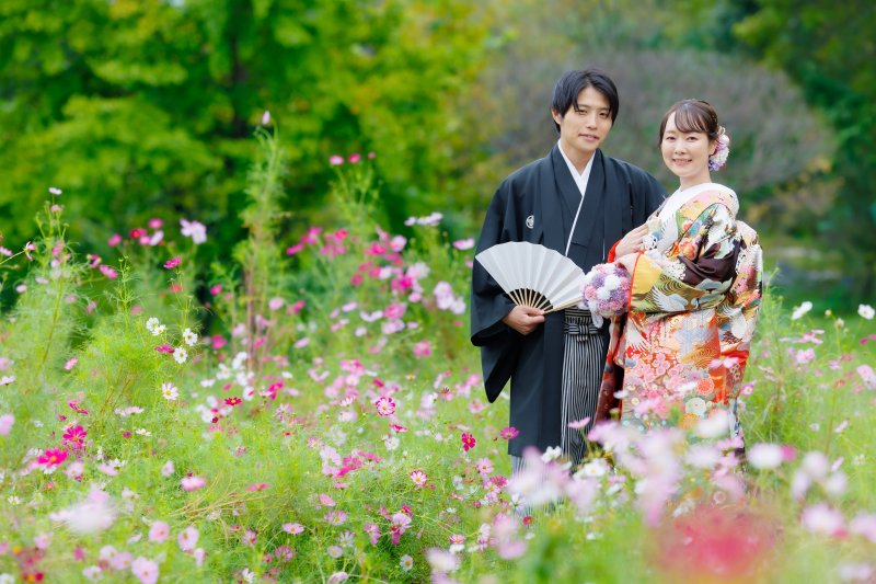 10/1~10/31撮影≪早割22,000円OFF‼️≫和装壱点プラン◇日本庭園やコスモス『昭和記念公園』和装1着130枚