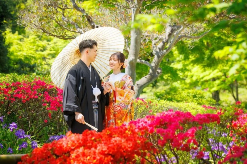 【新緑キャンペーン】和装壱点≪日本庭園＆季節のお花≫110,000円➡88,000円／130枚【スタジオ正座ショット付】