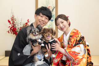 【9月限定】58.000円　『家族・ペットと撮影 ♪ スタジオ弐点プラン』データ120枚+和装2着♡ウェルカムボードプレゼント