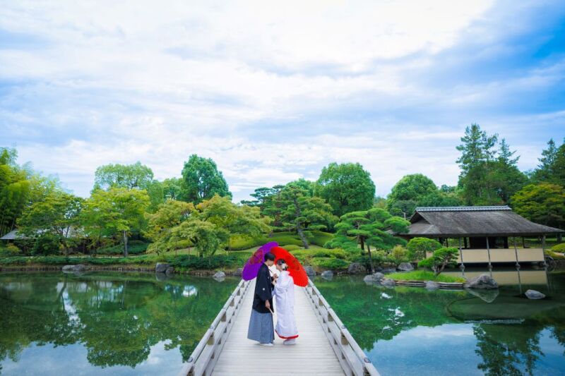 ◇5大特典付き◇7/1~9/29サマーキャンペーン✨和装壱点プラン「日本庭園」+正座ポーズ 新婦様和装1着/データ130枚