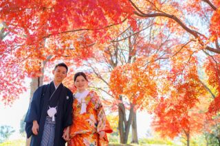 11/26～12/15撮影『 紅葉 』 日本庭園＋スタジオ　和装弐点プラン　衣装２着/新婦美容込/230枚データ付