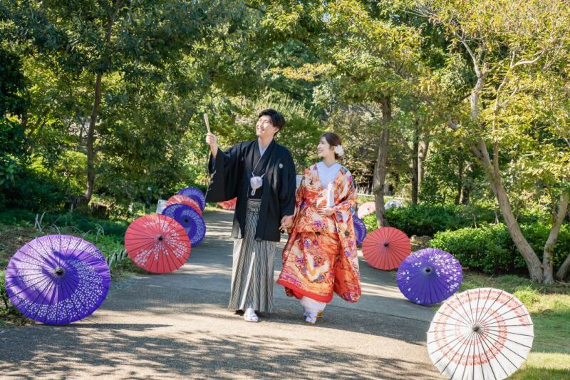 10月~12月の対象期間✨早割22,000円OFF‼️和装壱点◇昭和記念公園「日本庭園」+正座ポーズ 1着100枚/選べる特典付