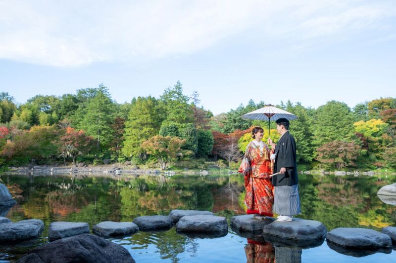 11/1~11/24◇深緑・紅葉「日本庭園」+スタジオ◇和装弐点プラン 和装2着/200枚/120,000円