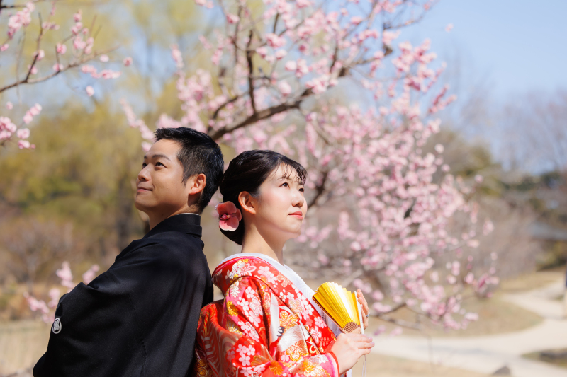 3周年記念【2/21・3/1~3/19限定】『日本庭園(河津桜や梅のお花)×スタジオ』和装2着♡選べる特典付