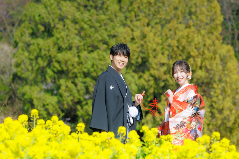 【3周年記念】3/1~3/19撮影価格69,000円✨『菜の花や河津桜×スタジオ』和装2着♡選べる特典付き 100枚or150枚