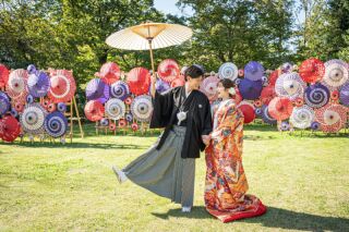 10/1～11/25撮影♪深緑 × 紅葉 【日本庭園✛スタジオ】　和装弐点プラン　衣装２着/新婦美容込/230枚データ付