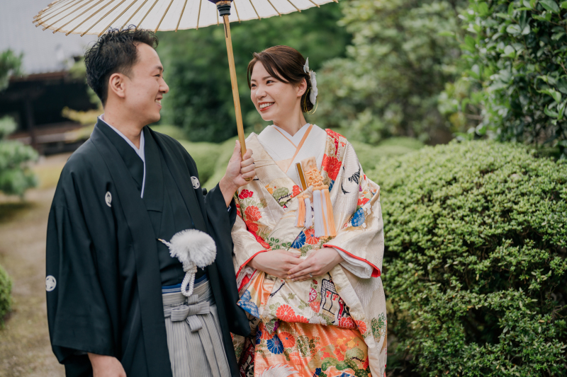 和傘を使って撮影