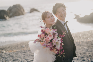 【洋装プラン】海と夕陽でロケーション撮影