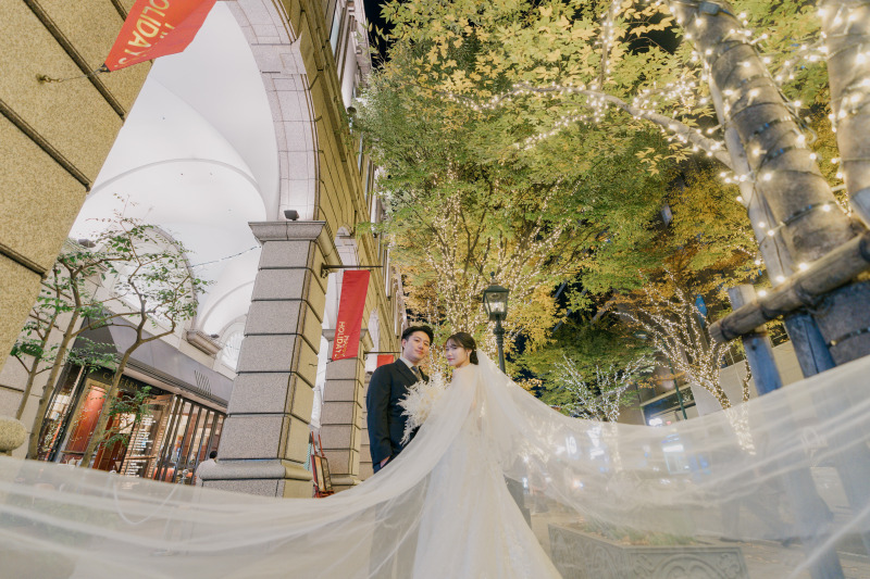 ロングベールを使ってロマンチックなお写真を！