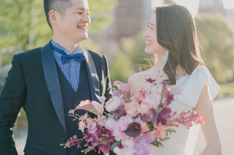 春らしいピンクのレンタルブーケ