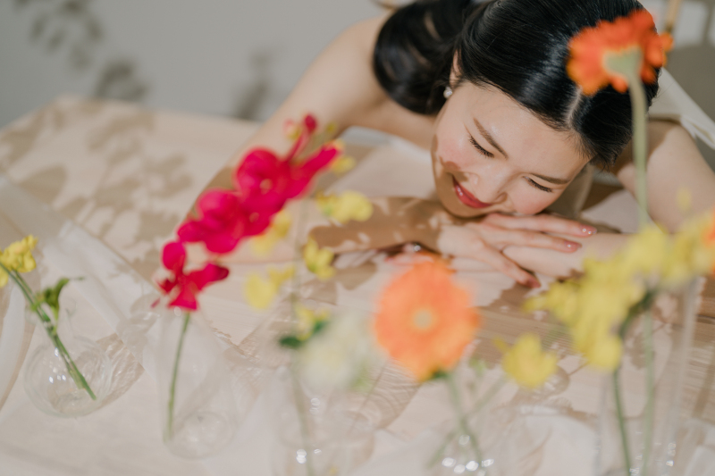 お花に囲まれて