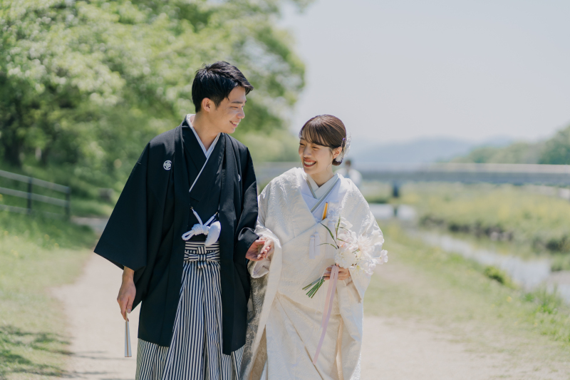 京都は鴨川にて和装撮影