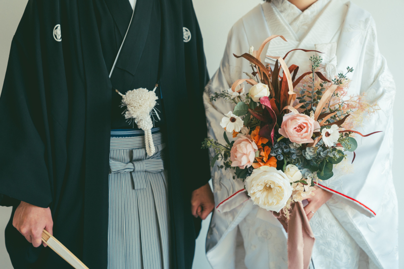 レンタルブーケを持って