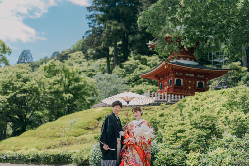 青空と新緑と色打掛