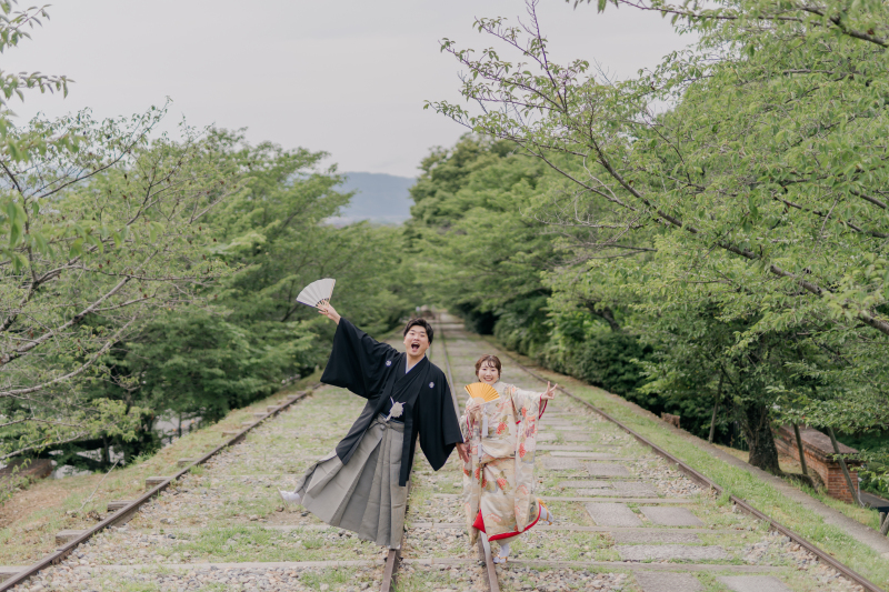 色打掛へと羽織り変え、貸切の蹴上インクラインへ！