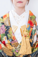 色打掛+ゴールド小物+刺繡襟（ゴールド花）