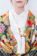 色打掛+ホワイト小物+刺繡襟（ゴールド花）