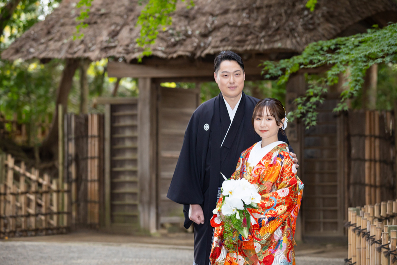 偕楽園好文亭中門前にて