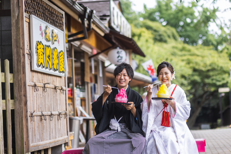 夏の神社で爽やかに！