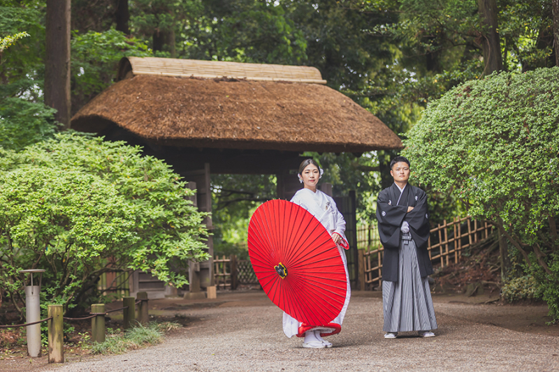 偕楽園中門にて