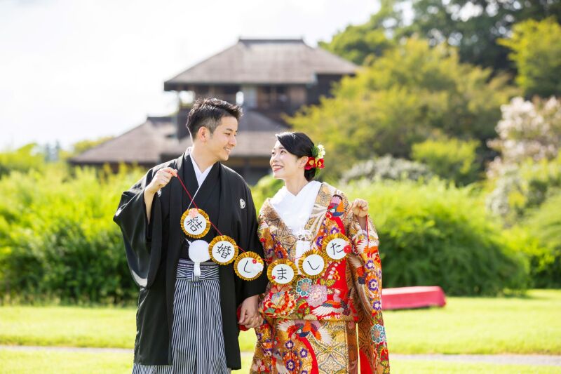 8月＊偕楽園でロケーション撮影＊晴れ-色打掛♪