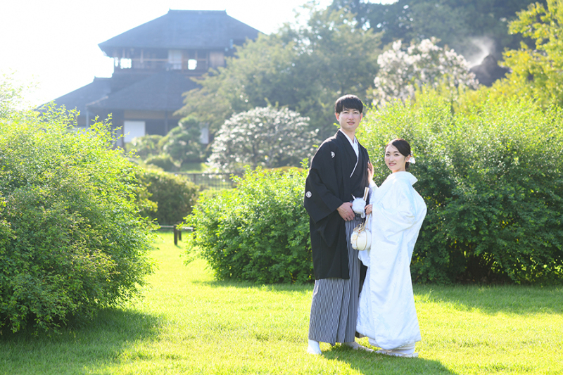 8月*偕楽園/スタジオ*雨のち晴れ!-色打掛/白無垢♪