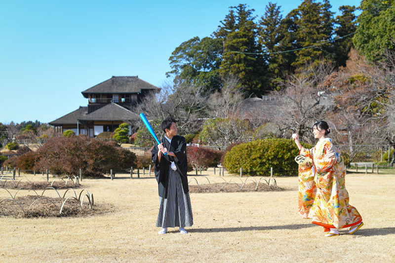 偕楽園見晴らし広場にて