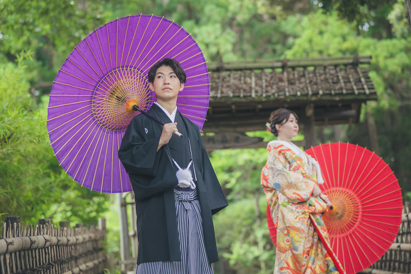 偕楽園中門にて