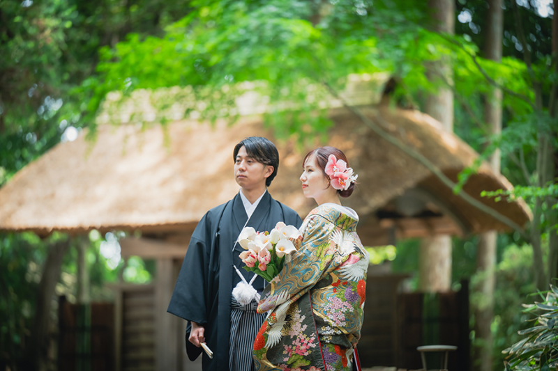 偕楽園中門にて