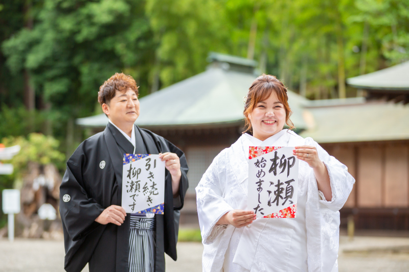 白無垢に衣装チェンジ♪常盤神社で撮影スタート