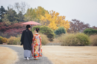 11月＊偕楽園・もみじ谷ロケーション撮影＊くもり！-色打掛/白無垢♪