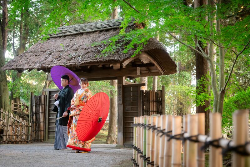 11月＊偕楽園でロケーション撮影＊くもり-色打掛♪家族写真も！