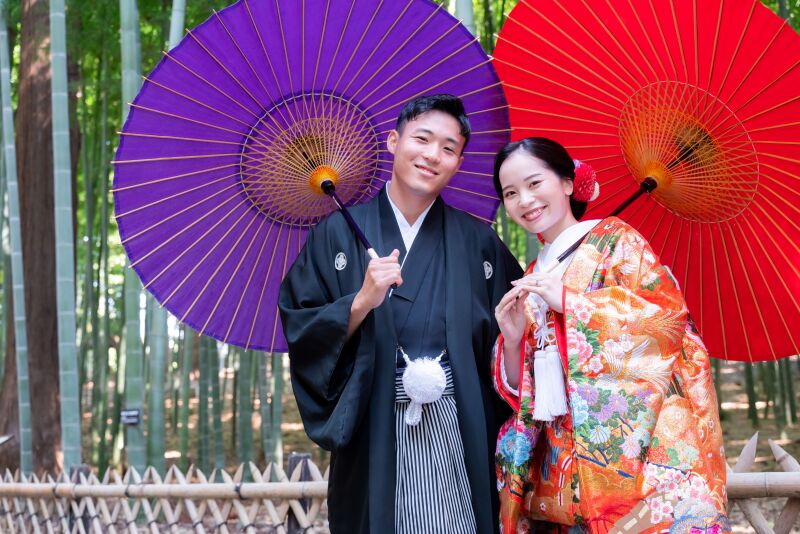 偕楽園名物の竹林にて