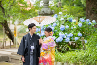 7月＊偕楽園でロケーション撮影＊紫陽花くもり-色打掛♪