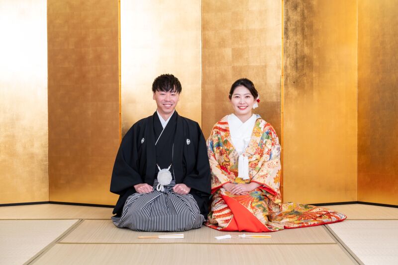 定番の金屏風前での撮影