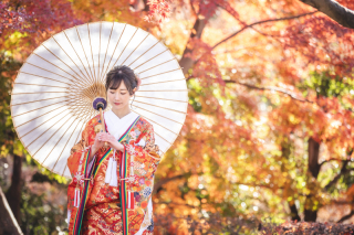 華雅苑[KAGAEN] 水戸店_和装ロケ【偕楽園】紅葉