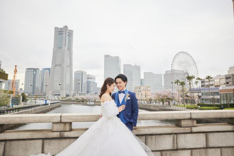 みなとみらいの景色をバックに撮影✻