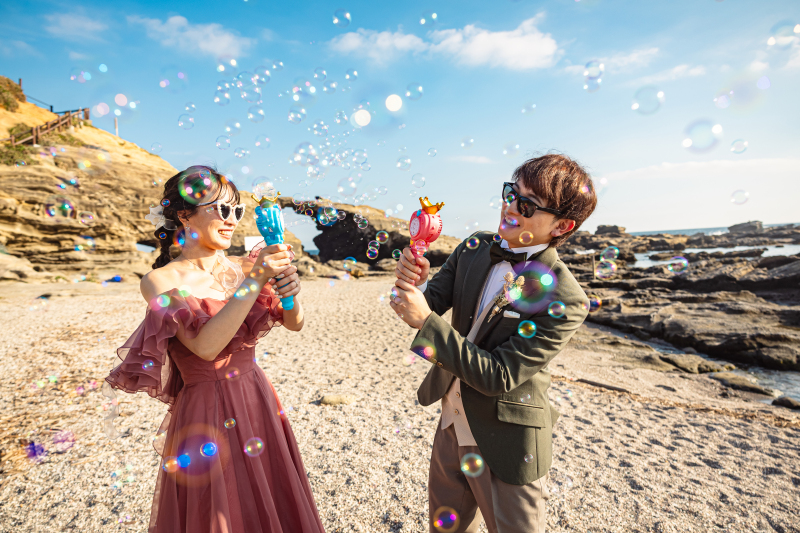 笑顔が広がる、しゃぼん玉フォト