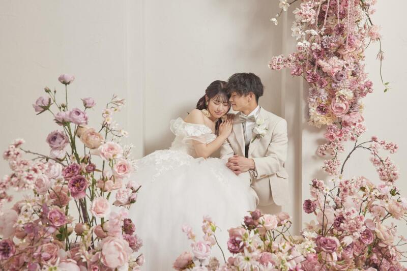 ピンクフラワーのブースで！