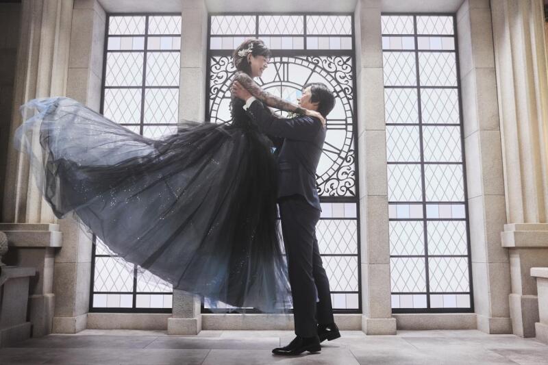 時計前での持ち上げショット！