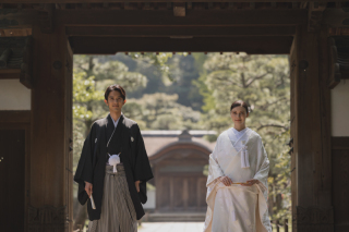国の重要文化財にも指定されている三溪園での和装ロケ