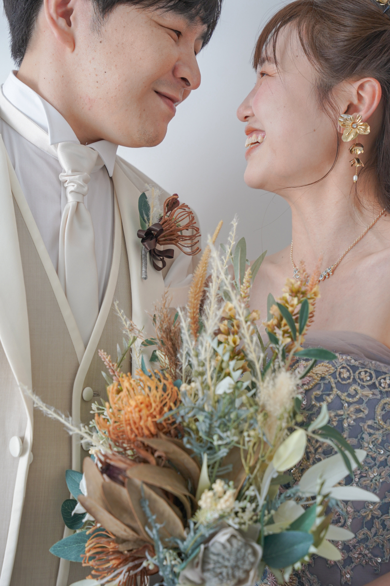 ドライフラワーのブーケと